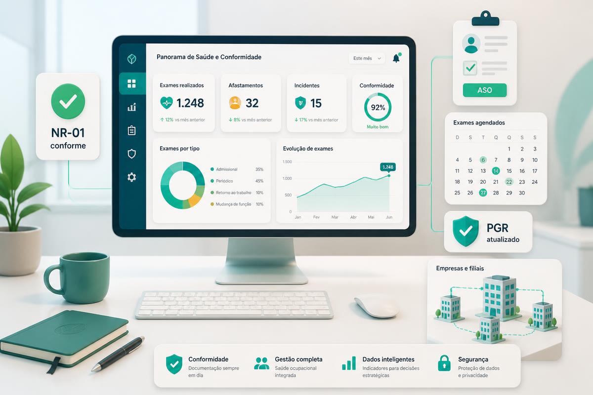 Dashboard SST — ASOs, PGR, NR-01, eSocial e indicadores de saúde ocupacional